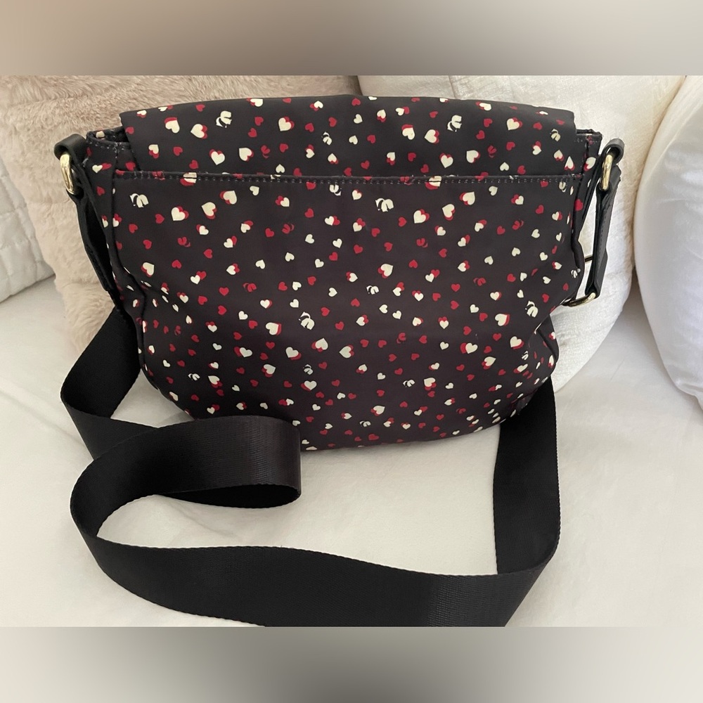 Karl Lagerfeld Paris Cara Black Crossbody Bag with Red and White Hearts - Picture 3 of 10